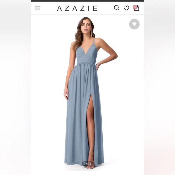 Dresses | Azazie Dusty Blue Aadia Dress | Poshmark